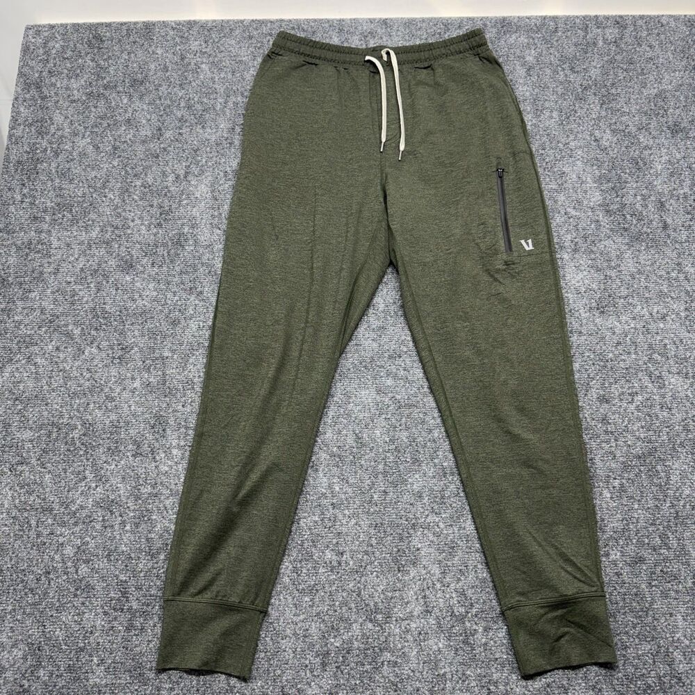 Vuori Mens Small Jogger Pants Green Performance Stretch Zip Pocket Athletic